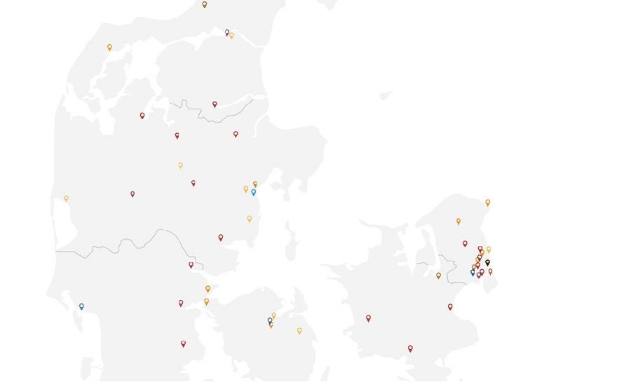 kort alle største danske fodbolstadions