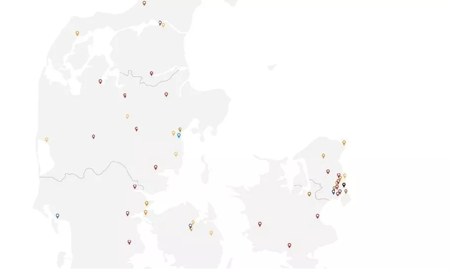 kort alle største danske fodbolstadions