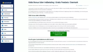 odds bonus uden indbetaling